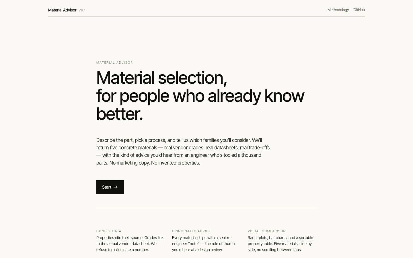 Materials Advisor screenshot